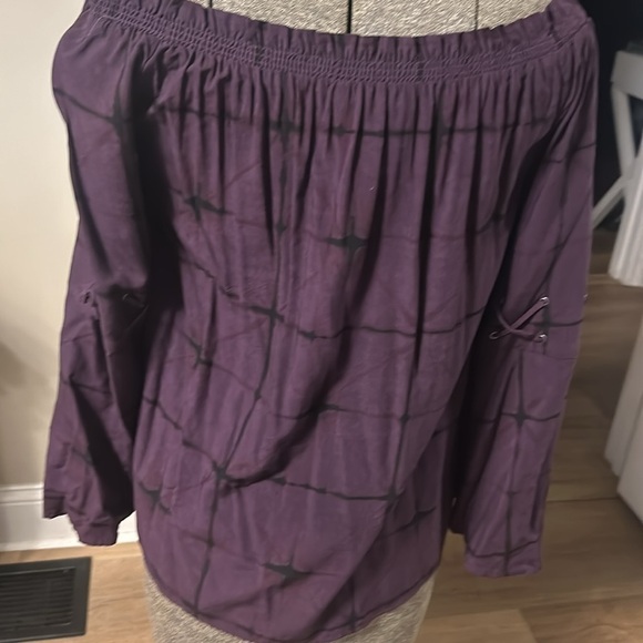 Rock & Republic women’s purple lace up off the shoulder top size medium - Picture 6 of 10